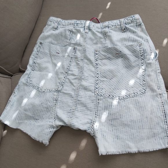 NWOT Free People We The Free Easy Rider Harem jean denim shorts Acid Stripe - Picture 8 of 14